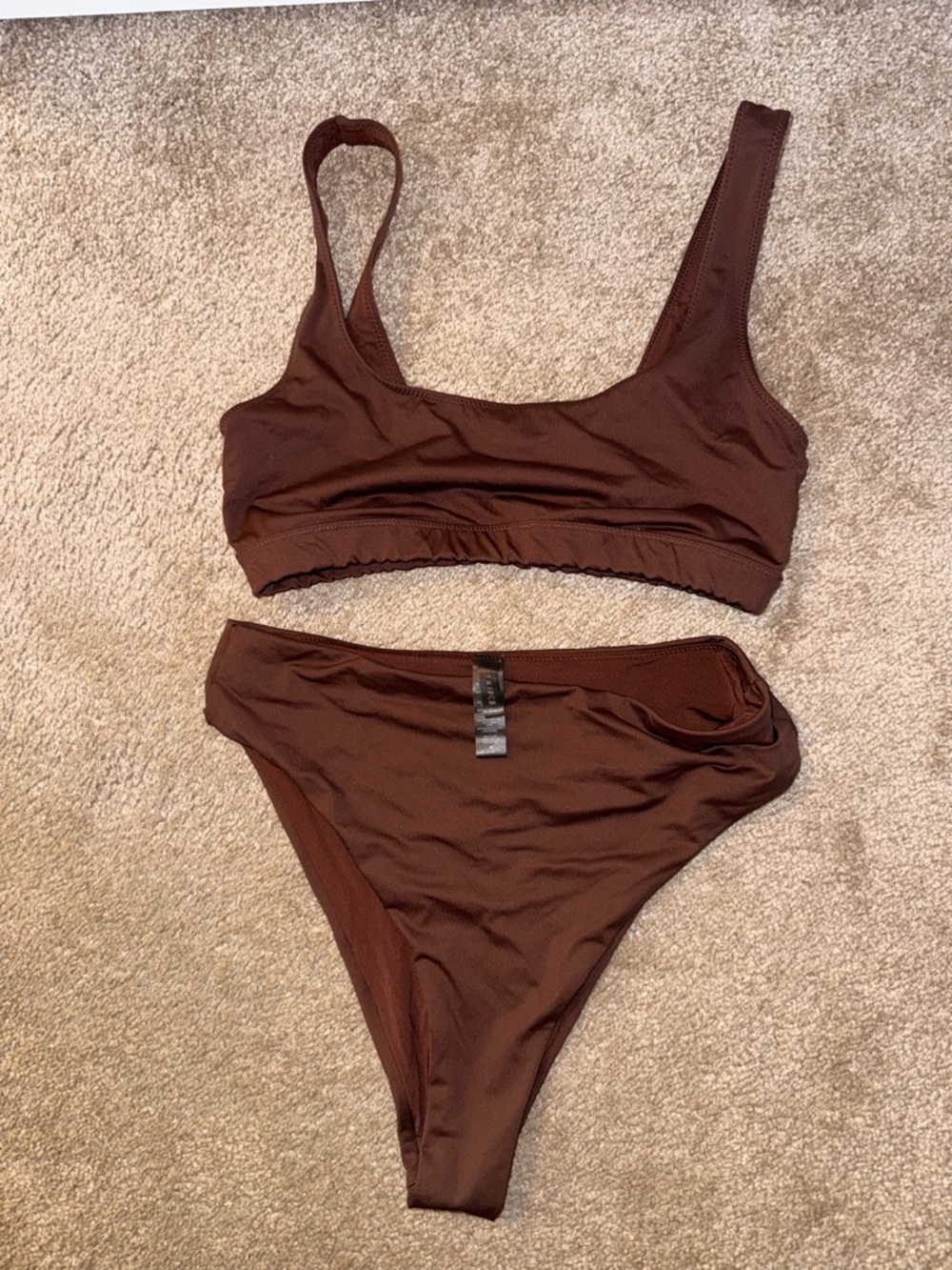 SKIMS Brown Scoop Neck Bikini Set
